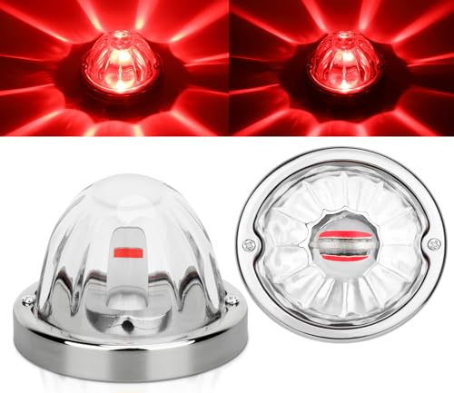 ULITECO Glass Lens Watermelon LightsLED Watermelon Lights for Semi Truck Stop Turn Signal Side Marker Lights with Stainless Steel BezelAutomotive Top Clearance Lighting Assembly Kit - Image 1