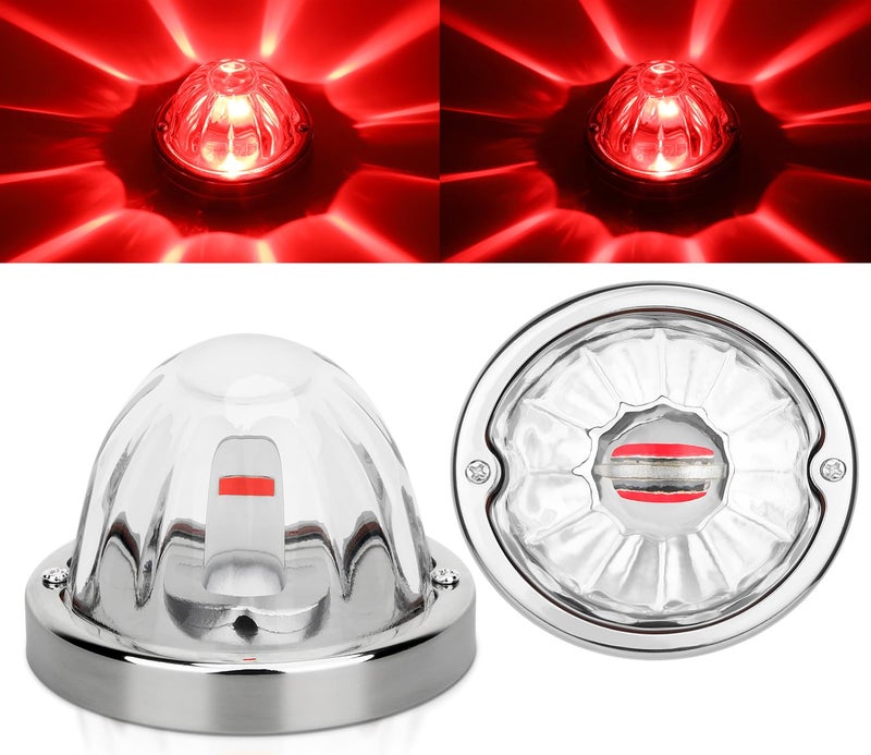 ULITECO Glass Lens Watermelon LightsLED Watermelon Lights for Semi Truck Stop Turn Signal Side Marker Lights with Stainless Steel BezelAutomotive Top Clearance Lighting Assembly Kit - Image 2