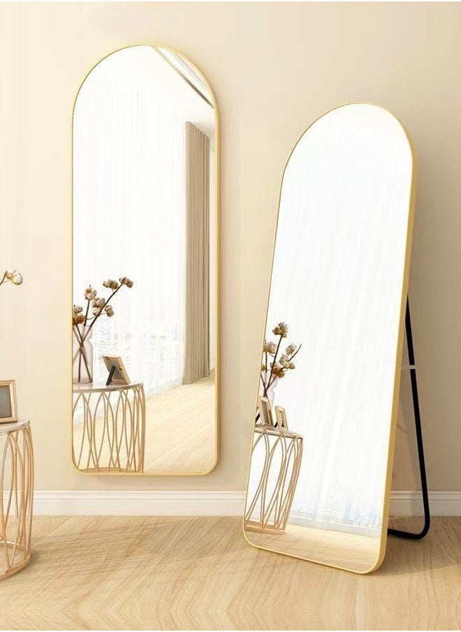 fashionhome Multipurpose Use Modern Scandinavian Arched Design Full Length Mirror Standing Hanging or Leaning Against Wall Large Bedroom Floor Mirror Dressing Mirror Wall-Mounted Mirror Round Corner Durable Iron Frame Decorative Mirror for Living Room Home Shops 80x180 cm  - Image 3