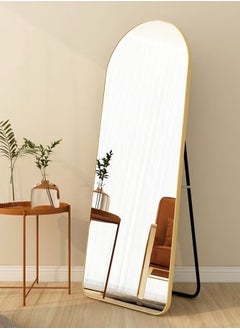 fashionhome Multipurpose Use Modern Scandinavian Arched Design Full Length Mirror Standing Hanging or Leaning Against Wall Large Bedroom Floor Mirror Dressing Mirror Wall-Mounted Mirror Round Corner Durable Iron Frame Decorative Mirror for Living Room Home Shops 80x180 cm  - Image 1
