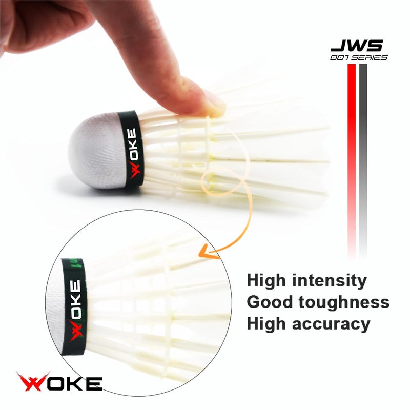 WOKE Birdie Feather Badminton Shuttlecock (Set Of 3Pcs) Ideal For Tournaments,Professional Practice, Indoor/Outdoor Games - White - Image 3