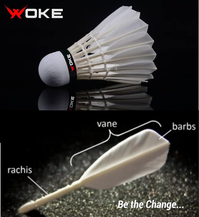 WOKE Birdie Feather Badminton Shuttlecock (Set Of 3Pcs) Ideal For Tournaments,Professional Practice, Indoor/Outdoor Games - White - Image 4