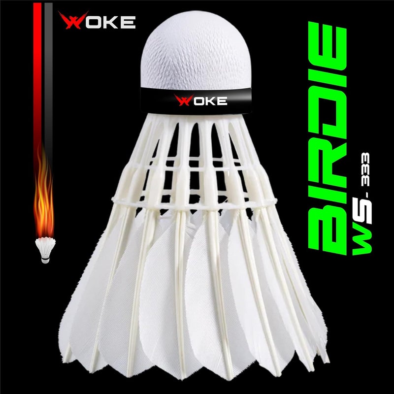 WOKE Birdie Feather Badminton Shuttlecock (Set Of 3Pcs) Ideal For Tournaments,Professional Practice, Indoor/Outdoor Games - White - Image 2