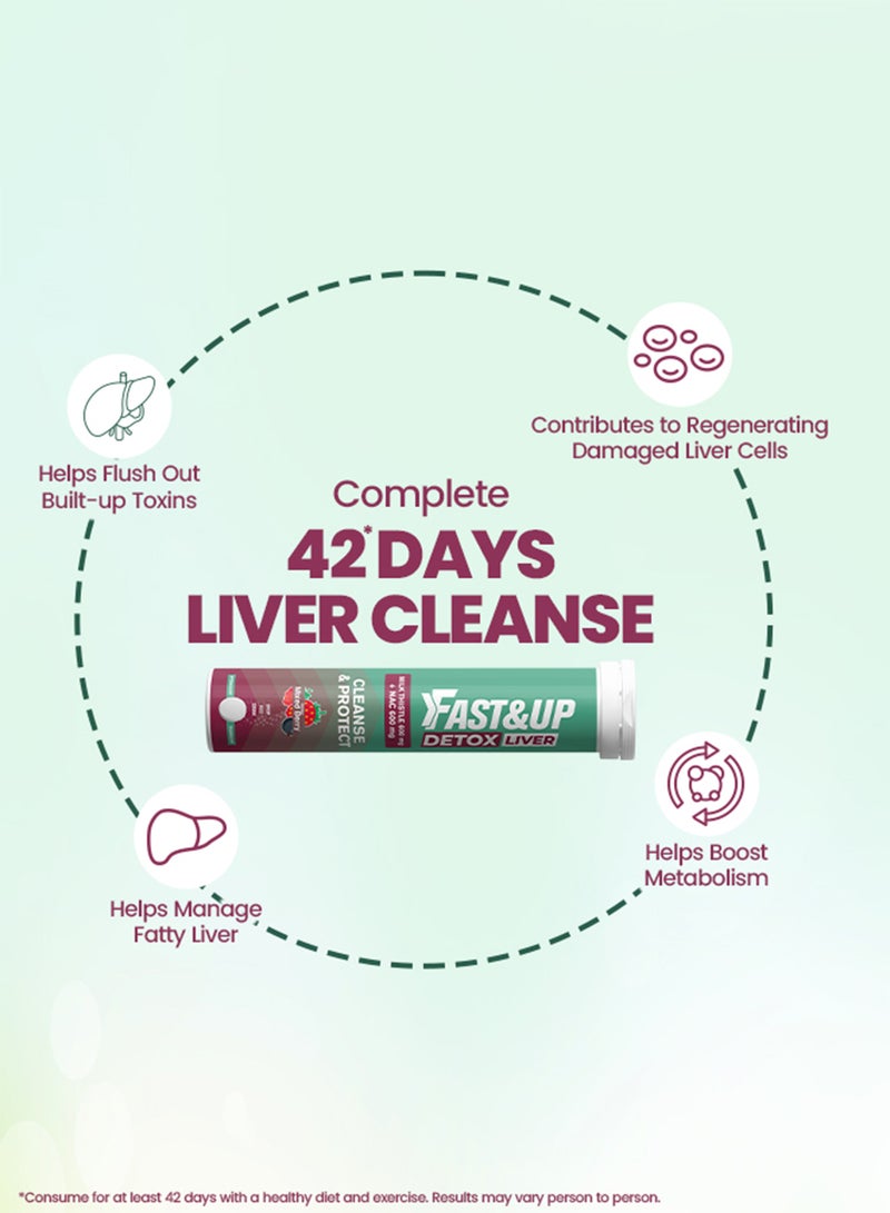 FAST&UP Daily Liver Detox - Detox Your Liver from Toxins - 20 Effervescent Tablets,  Mixed Berry Flavour - Image 5