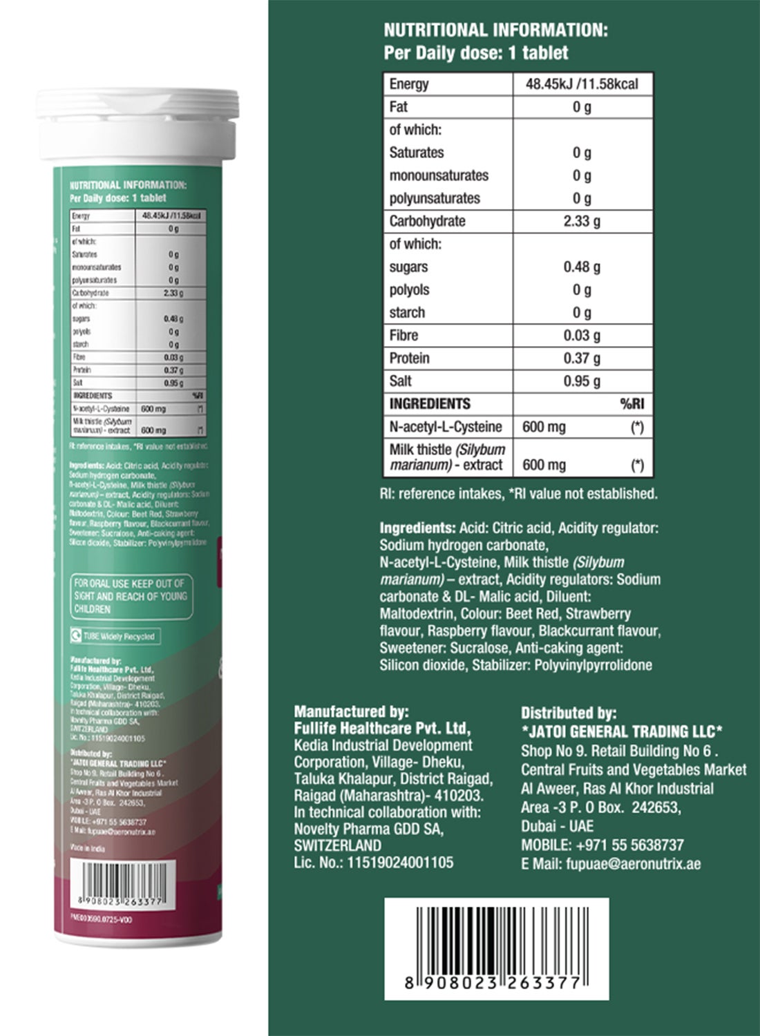Fast&up Liver Detox Daily Mixed Berry Effervescent Tablets 20's