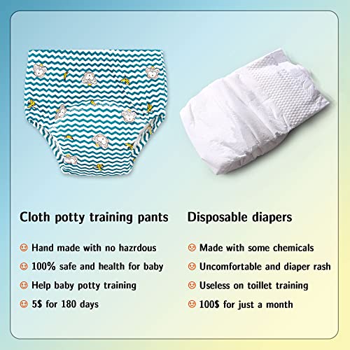 Max Shape Baby Boys Training Pants Underwear, Toddler Boys Potty Pee Training Underwear 6 Pack Blue 4T - Image 5