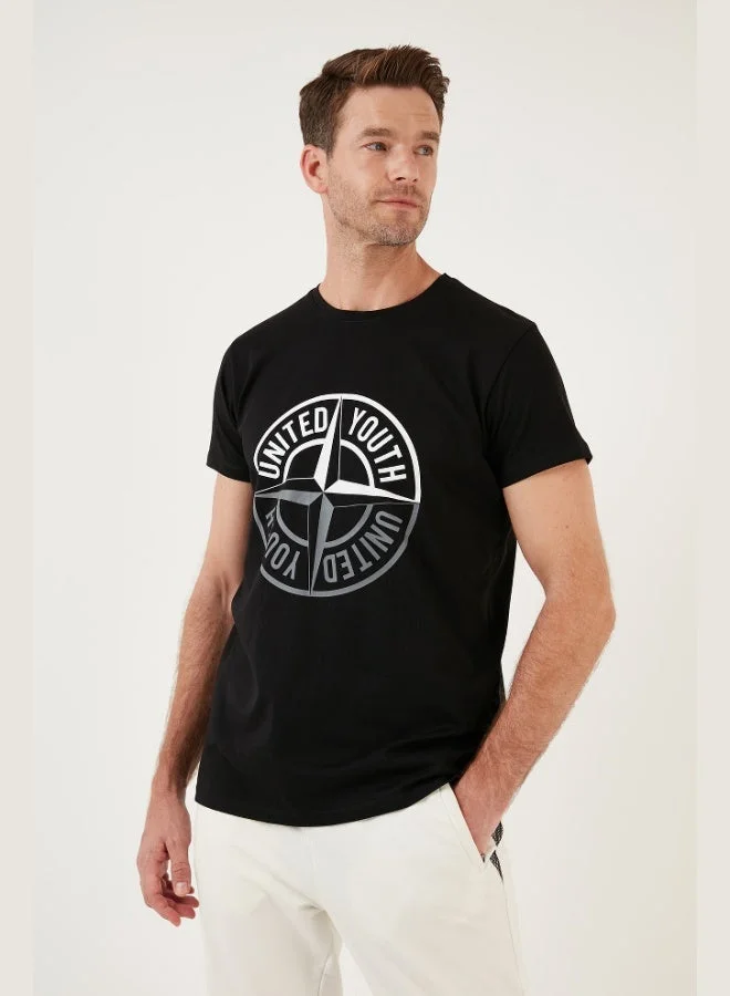 Buratti  Buratti Printed Crew Neck Cotton Slim Fit T Shirt Men's T SHIRT 541PUSULA for Men | Best Price UAE