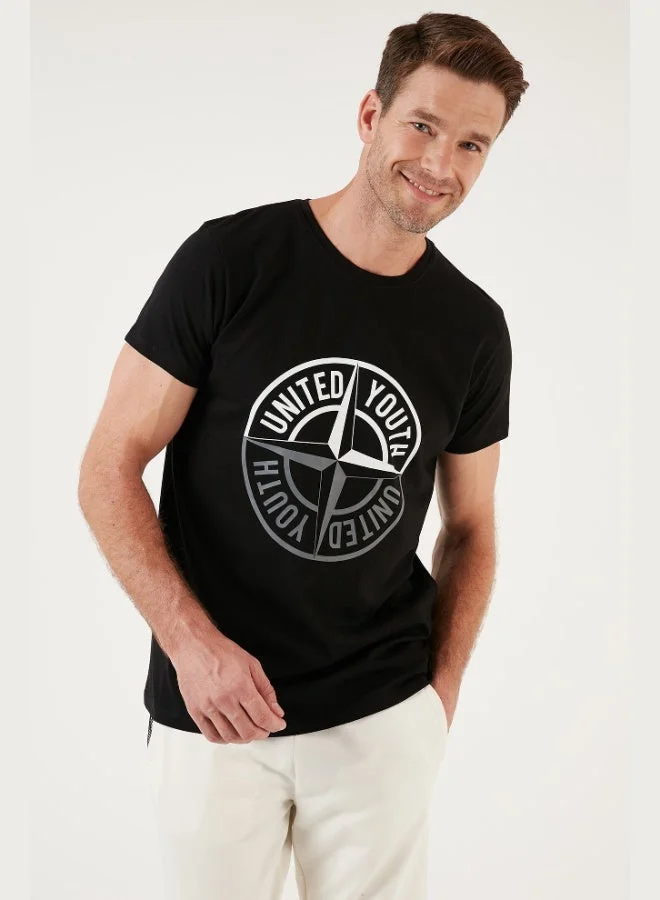 Buratti Printed Crew Neck Cotton Slim Fit T Shirt Men's T SHIRT 541PUSULA