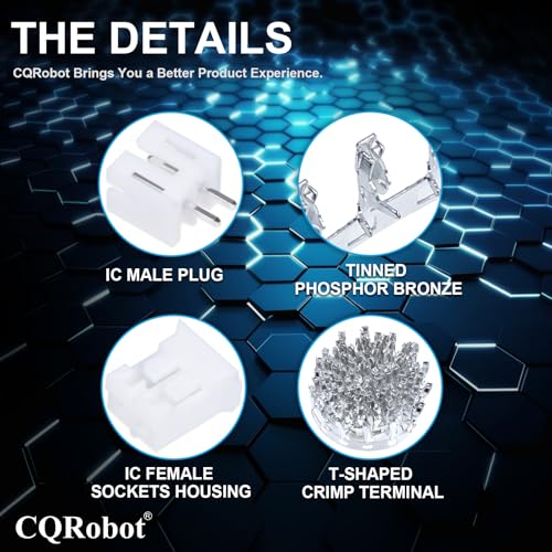 CQRobot JST PH 2.0 mm Pitch 2-Pin Electronic Computer Connector IC Male Plugs, Female Sockets Housing and T-Shaped Crimp Terminal Kit. 50 Sets/200 Pieces Wire-to-Board Adapter Cable Assembly. - Image 4