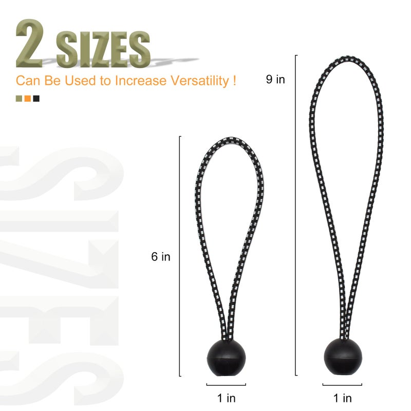 Aegero 30 Pack Ball Bungee Cord, 6 Inch Heavy Duty Bungie Cord Balls Canopy Tarp Tie Down Bungee Balls for Camping, Tents, Cargo,Holding Wire and Hoses, Patio Umbrellas, Awning (Black) - Image 3