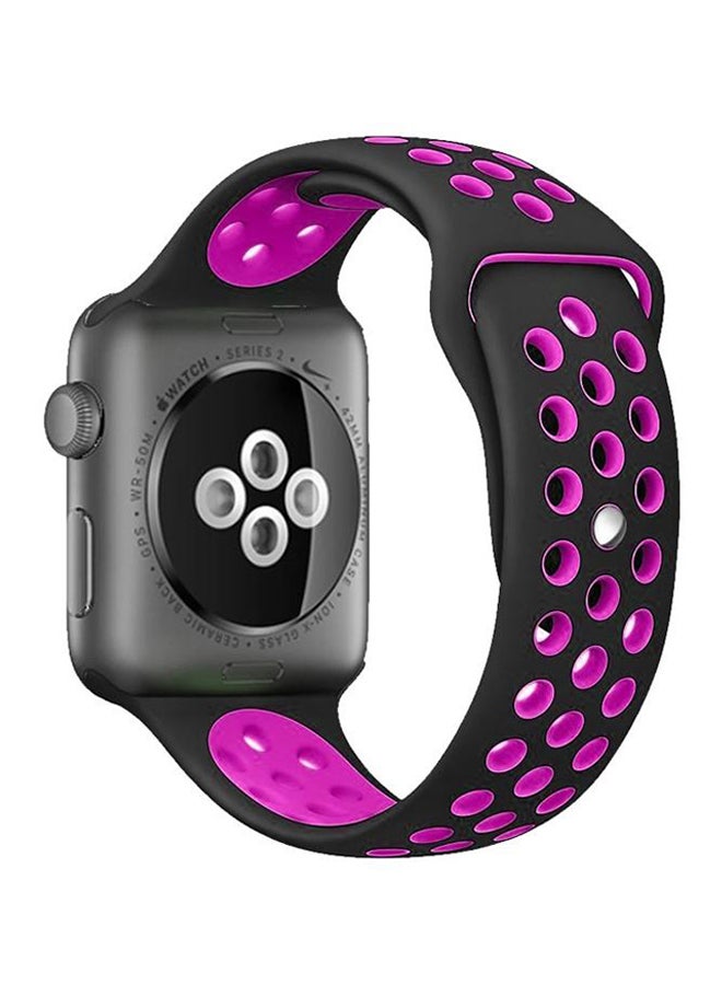 Replacement Band For Apple Watch Series 1/2/3 38/42mm Black/Hot Pink - Image 1