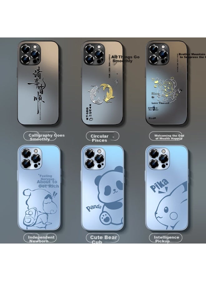 Xp Apple 16pro Phone Case Lens Full Cover Iphone 16pro Heat Dissipation Cartoon Male And Female Models Protective Case Anti-fall Business High-end Feeling - Graphite Gray Welcome The Of Wealth - Image 4