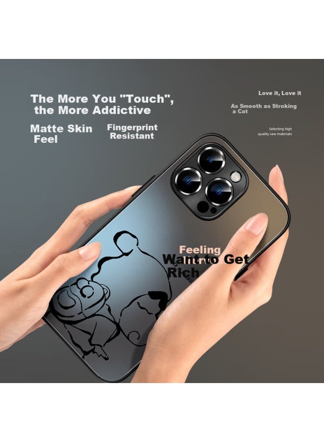 Xp Apple 16pro Phone Case Lens Full Cover Iphone 16pro Heat Dissipation Cartoon Male And Female Models Protective Case Anti-fall Business High-end Feeling - Graphite Gray Welcome The Of Wealth - Image 3