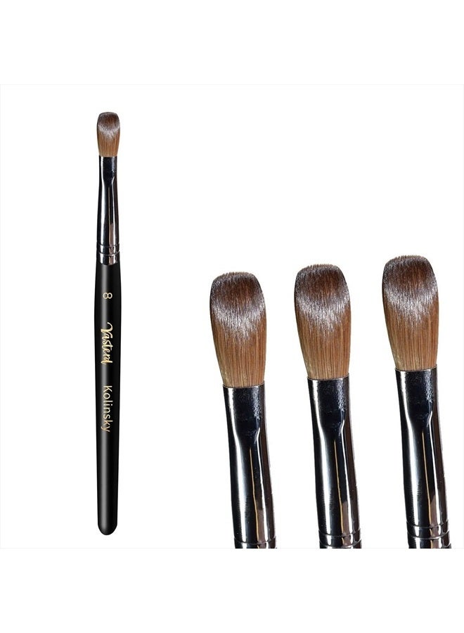Yasterd Acrylic Nail Brush 100% Kolinsky Acrylic Brushes for Nails Size 8 Oval Crimped Shaped Nail Brushes for Acrylic Application Black Wood Handle Professional Nail Art Powder Brush Manicure Tool - Image 1