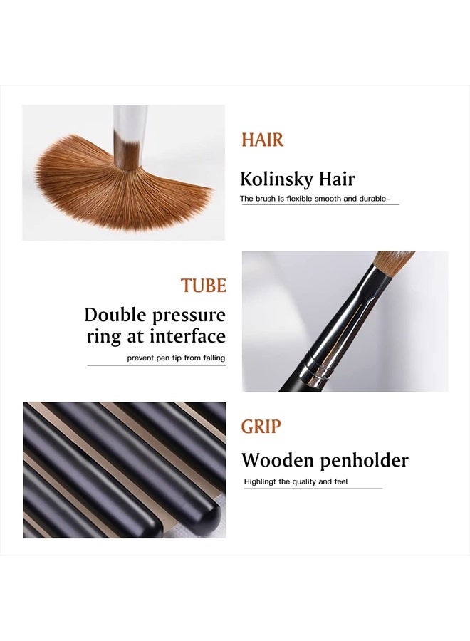 Yasterd Acrylic Nail Brush 100% Kolinsky Acrylic Brushes for Nails Size 8 Oval Crimped Shaped Nail Brushes for Acrylic Application Black Wood Handle Professional Nail Art Powder Brush Manicure Tool - Image 4