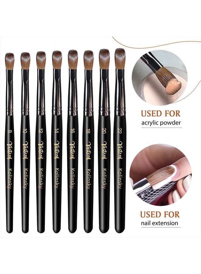 Yasterd Acrylic Nail Brush 100% Kolinsky Acrylic Brushes for Nails Size 8 Oval Crimped Shaped Nail Brushes for Acrylic Application Black Wood Handle Professional Nail Art Powder Brush Manicure Tool - Image 5