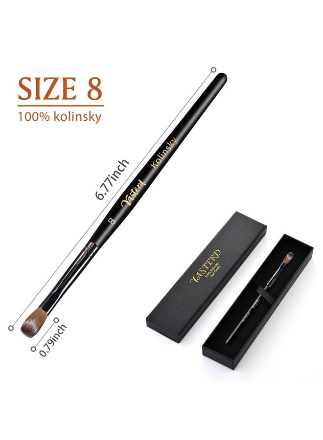 Yasterd Acrylic Nail Brush 100% Kolinsky Acrylic Brushes for Nails Size 8 Oval Crimped Shaped Nail Brushes for Acrylic Application Black Wood Handle Professional Nail Art Powder Brush Manicure Tool - Image 3