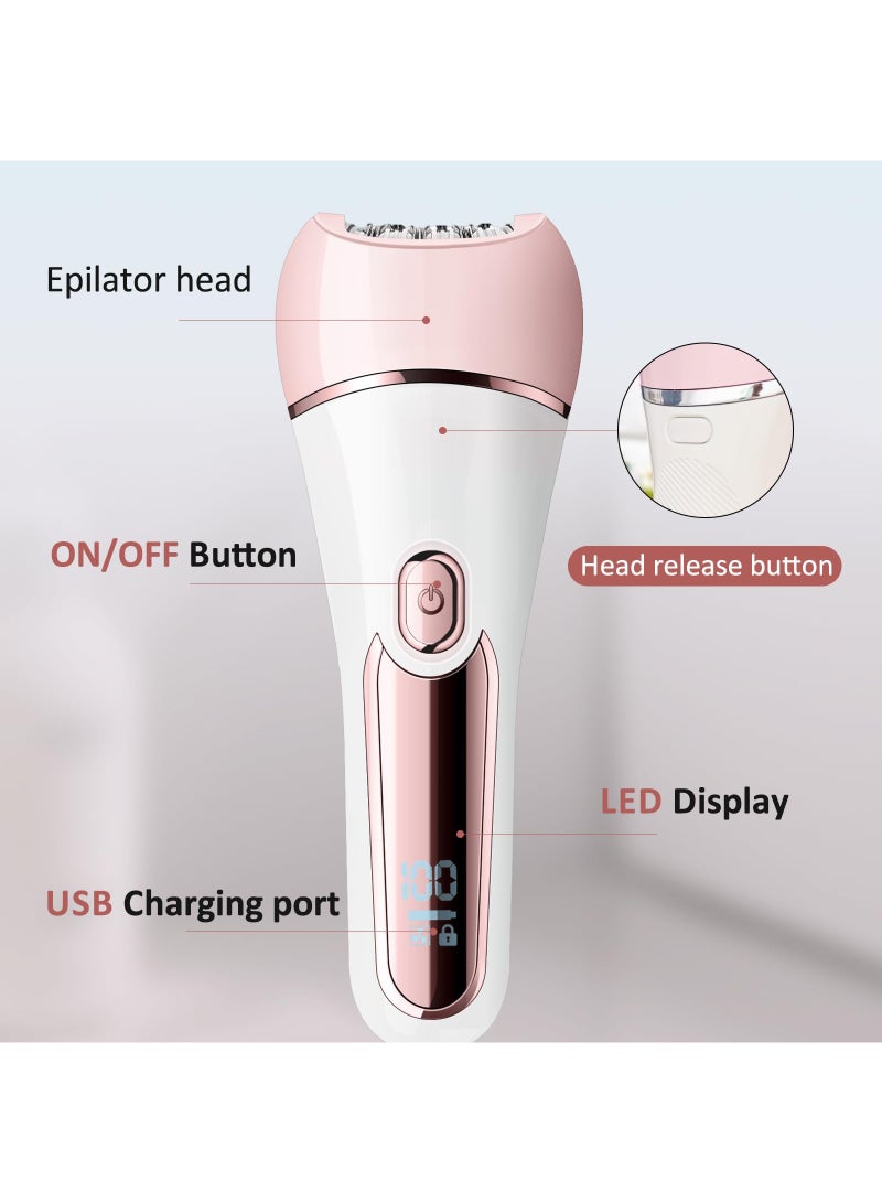 Epilator for Women, 6 in 1 Hair Removal Epilator, Shaver, Face Razor, Facial Brush, Face Massage and Body Exfoliator,IPX7 Waterproof Rechargeable Hair Removal for Women, 2 Speeds - Image 3