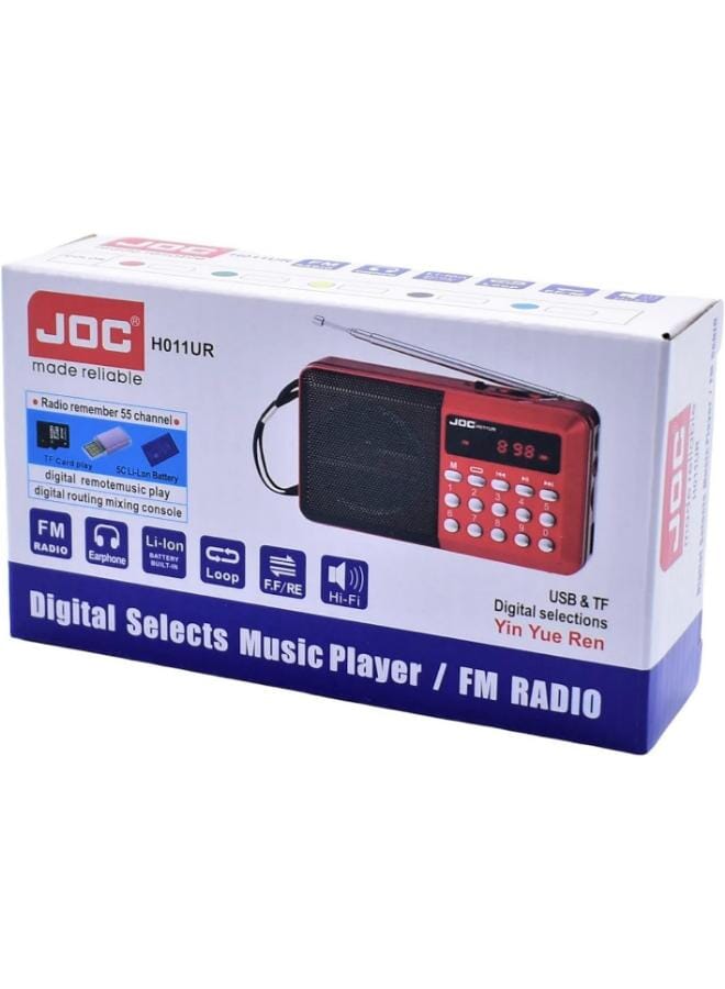 H011Ur Digital Portable Mini Radio For Home And Office - Red