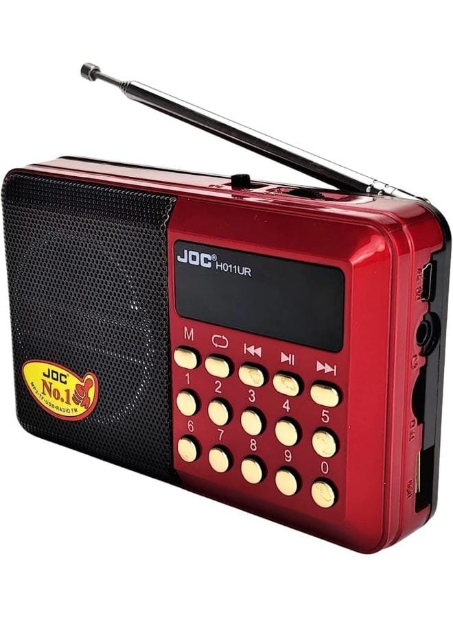 H011Ur Digital Portable Mini Radio For Home And Office - Red