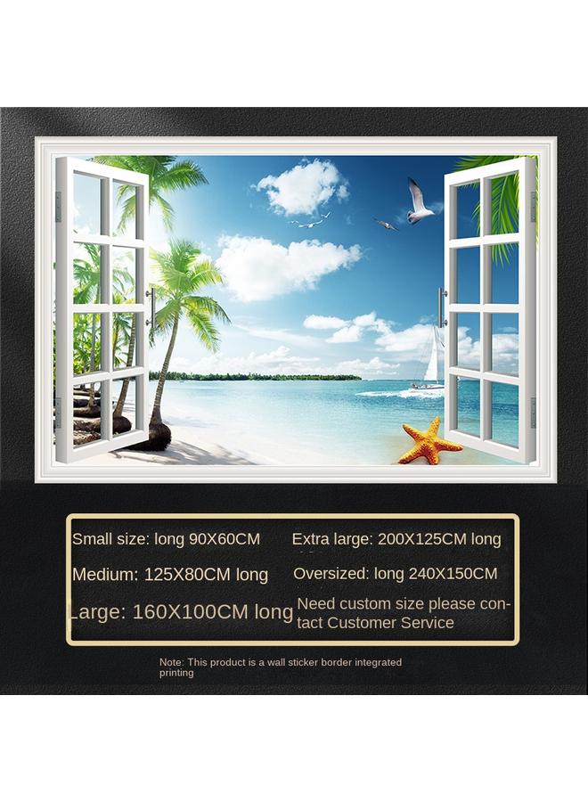 Bluejw Fake Window Self-adhesive 3D Wall Stickers Living Room Decorative Painting Bedroom Landscape Nature Waterproof Wall Stickers Wallpaper - Image 1