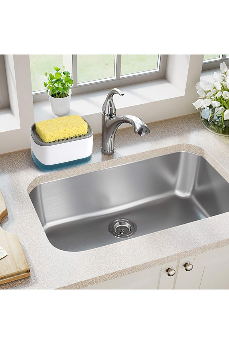 غنافوتو موزع صابون 2 في 1 للطاولة، موزع صابون أطباق المطبخ، موزع صابون مع حامل إسفنجة (أبيض) - Image 3