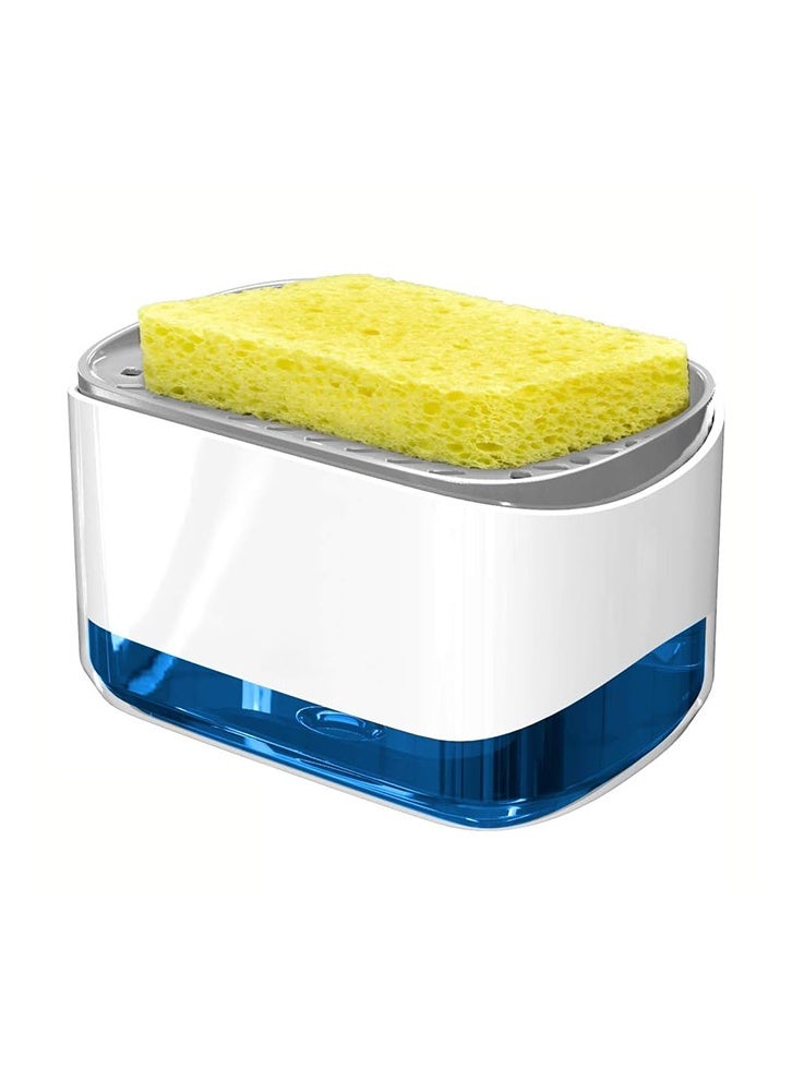 غنافوتو موزع صابون 2 في 1 للطاولة، موزع صابون أطباق المطبخ، موزع صابون مع حامل إسفنجة (أبيض) - Image 1