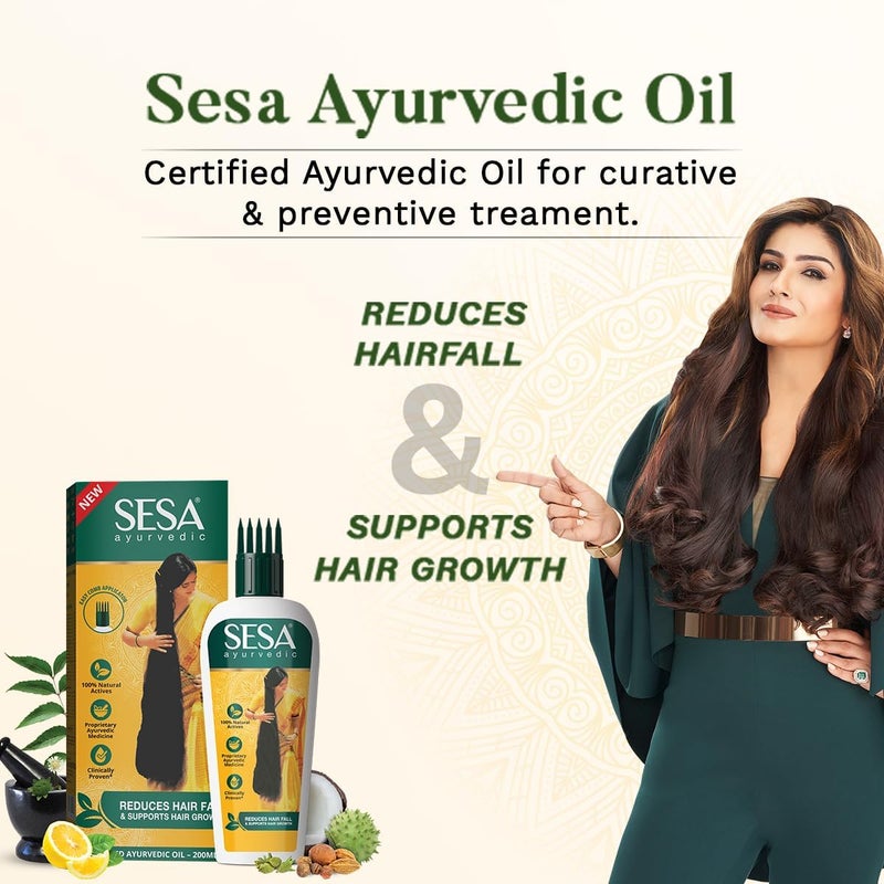 Sesa Ayurvedic Hair Oil 5000 Year Old Kshir Pak Vidhi, Bhringraj & 17 Rare Herbs With 5 Nourishing Oils All Hair Types No Mineral Oil 200 ml Pack Of 1, Multi, 6.7 Fl Oz (Pack Of 1) - Image 3