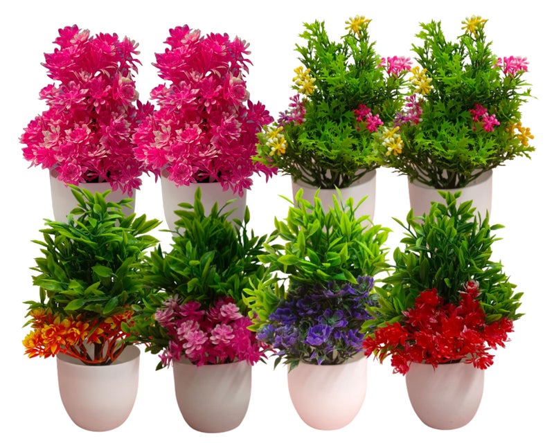 Dekorly Multicolor Wild Artificial Flower Plants|Faux Flower Plant For Home Office Tabletop And Desk Decoration|Artificial Flower For Balcony Indoor Decor (Height : 17Cm,Round Pot,Multi-As) - Plastic - Image 3