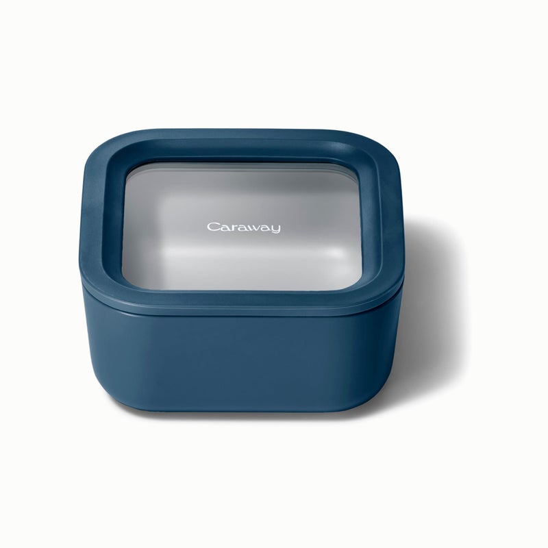 Caraway Glass Food Storage 44 Cup Glass Container Ceramic Coated Food Container Non Toxic Non Stick Lunch Box Container with Lids Dishwasher Oven Microwave Safe Navy - Image 2