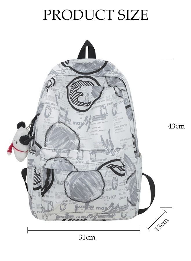 DUNISO School Backpack Large Capacity Multi-pocket Students Backpack School Bag Fashion Graffiti Book Bags Waterproof Wear-resistant Backpacks for Teen College Students Laptop Bag for Casual Travel - Image 4