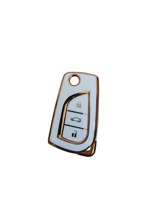 Soft TPU Protection Key Case Compatible with Toyota 4 Button Avalon Camry Corolla Fortuner Highlander Levin RAV4 LE Sequoia Sienna Tacoma Tundra Yaris
