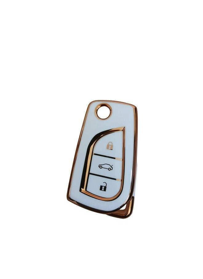 Soft TPU Protection Key Case Compatible with Toyota 4 Button Avalon Camry Corolla Fortuner Highlander Levin RAV4 LE Sequoia Sienna Tacoma Tundra Yaris