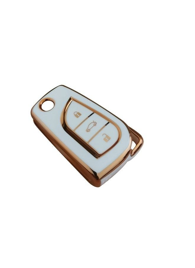 Soft TPU Protection Key Case Compatible with Toyota 4 Button Avalon Camry Corolla Fortuner Highlander Levin RAV4 LE Sequoia Sienna Tacoma Tundra Yaris