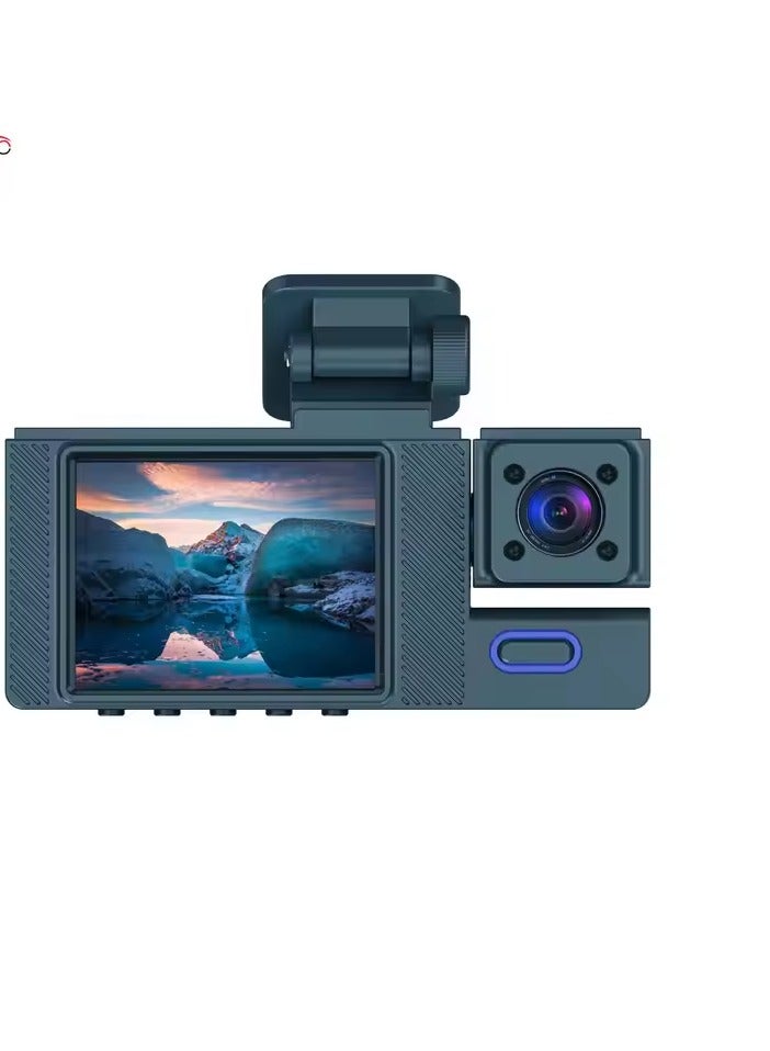 REBENUO Dual Lens Cam 3 Channel Driving Recorder 1080P Dash Cam For Car  170 ° Wide-Angle Car Camera  None 32Gb Card  Adjustable Lens  24 Hour Parking Monitor  Infrared Night Vision  Loop Recording Wdr - Image 3