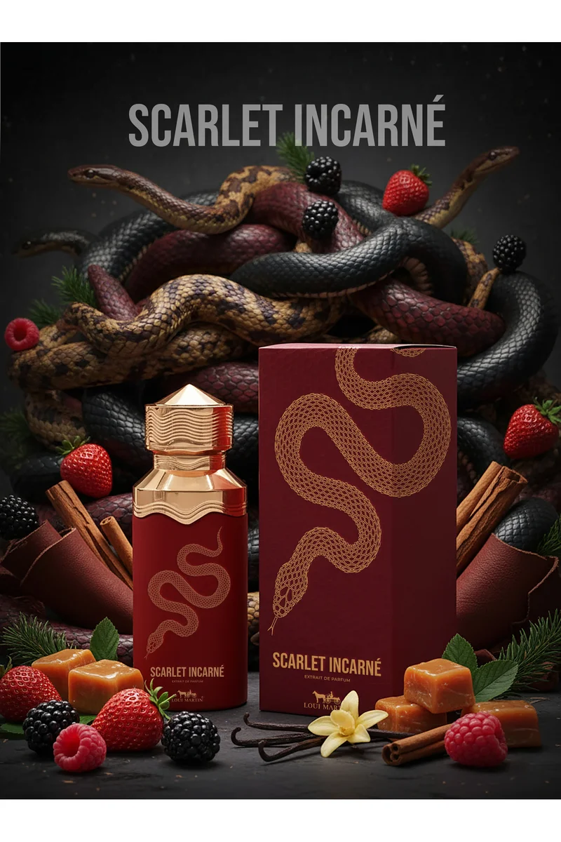 Loui Martin Scarlet Incarné Extrait de Parfum 100ml | Wild Strawberry & Red Berries | Cinnamon, Leather, Vanilla & Tonka Bean