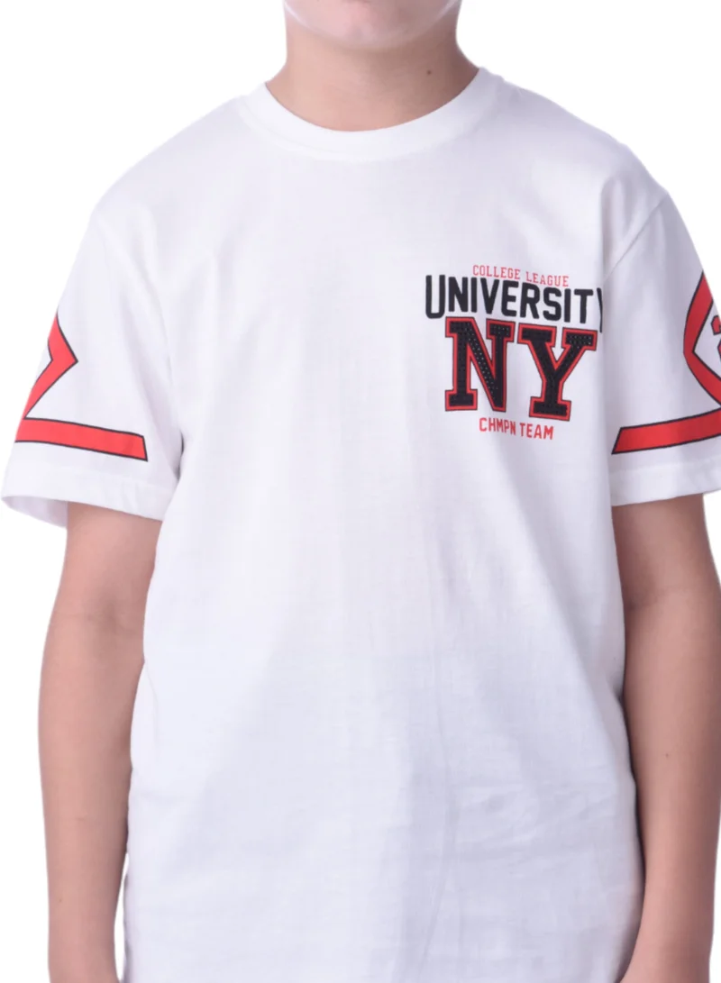 victor and jane Victor and Jane  Boys' T-Shirt University NY Printed - White