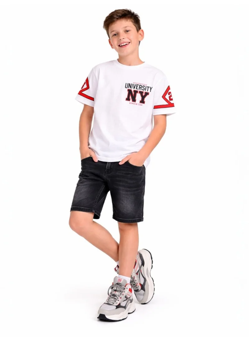 Victor And Jane  Victor and Jane  Boys' T-Shirt University NY Printed - White for Men | Best Price UAE