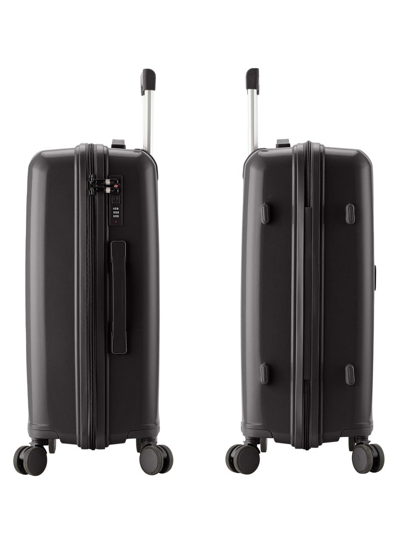 SENATOR Unisex Hard Case Medium Checked Luggage Lightweight PP Fashion Trolley Luggage with 4 Double Spinner Wheel and 3-Digit Combination Lock KH1009 Black  - Image 3
