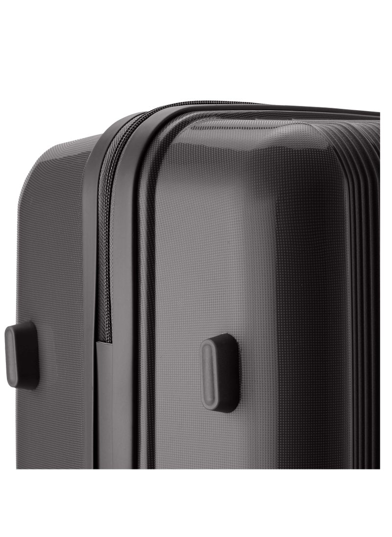 SENATOR Unisex Hard Case Medium Checked Luggage Lightweight PP Fashion Trolley Luggage with 4 Double Spinner Wheel and 3-Digit Combination Lock KH1009 Black  - Image 4