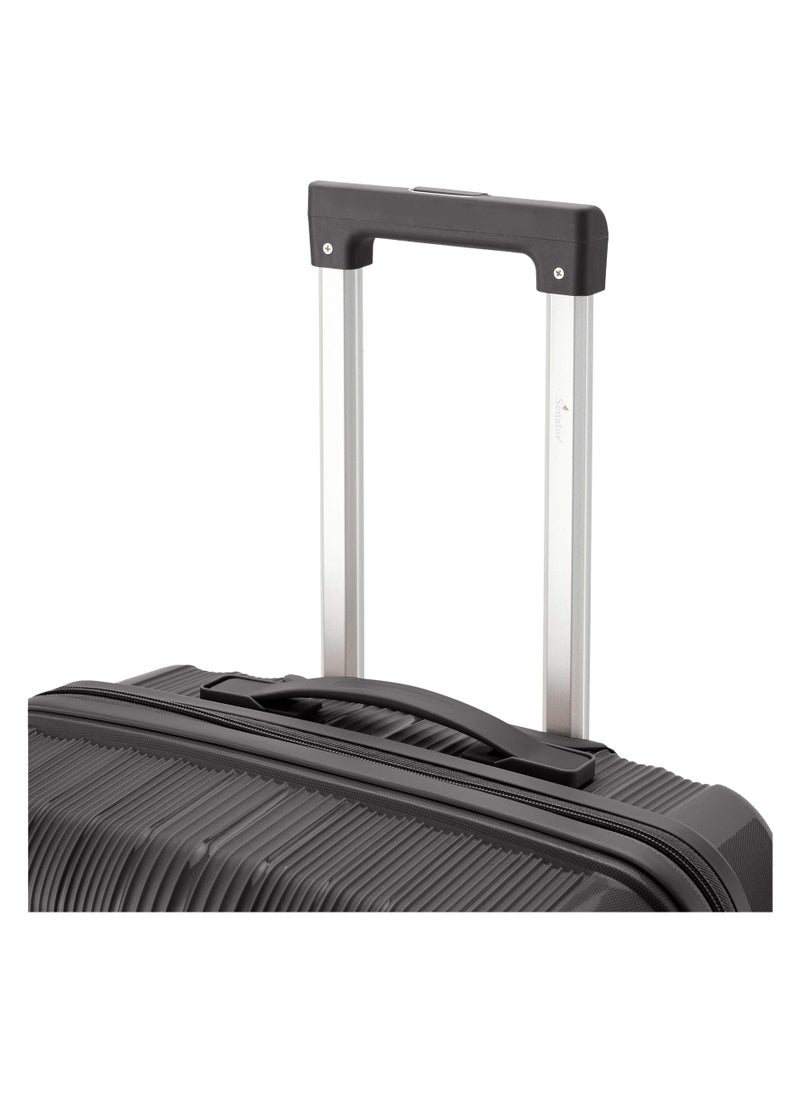 Unisex Hard Case Medium Checked Luggage Lightweight PP Fashion Trolley Luggage with 4 Double Spinner Wheel and 3-Digit Combination Lock KH1009 Black - pzsku/Z4DAE183943705A2C4281Z/45/1741156847/db7a61a1-a889-4034-baab-04528a599a6f