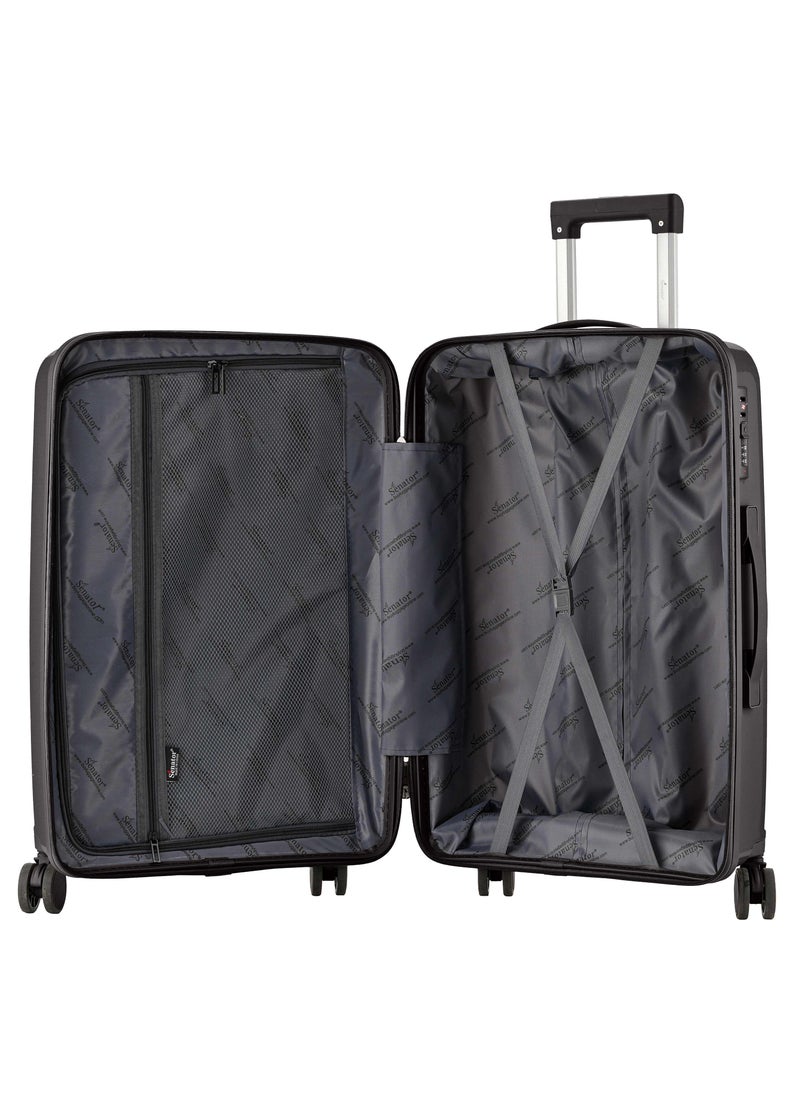 Unisex Hard Case Medium Checked Luggage Lightweight PP Fashion Trolley Luggage with 4 Double Spinner Wheel and 3-Digit Combination Lock KH1009 Black - pzsku/Z4DAE183943705A2C4281Z/45/1741156901/50437019-20e3-4268-9542-c12402b6242d