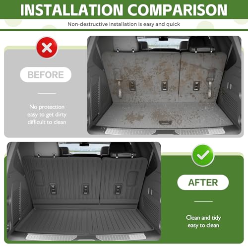 Qyebbk Cargo Liners for 2022-2025 Chevy Chevrolet Tahoe/GMC Yukon Trunk Mat with 3rd Row Seat Back Cover Accessories, All Weather Rear Cargo Mat Backrest Protector(Not for Yukon XL) - Image 3