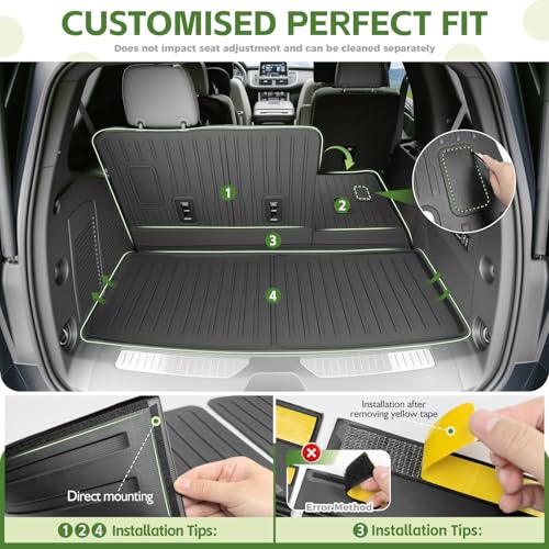 Qyebbk Cargo Liners for 2022-2025 Chevy Chevrolet Tahoe/GMC Yukon Trunk Mat with 3rd Row Seat Back Cover Accessories, All Weather Rear Cargo Mat Backrest Protector(Not for Yukon XL) - Image 5