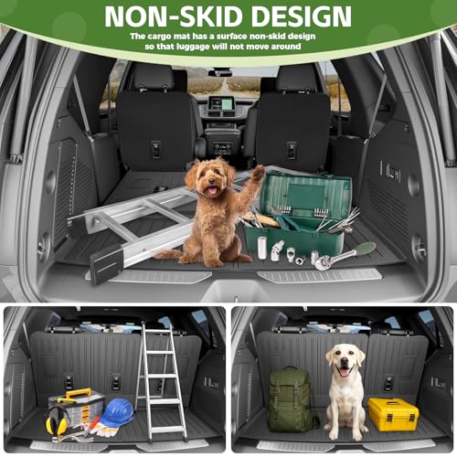 Qyebbk Cargo Liners for 2022-2025 Chevy Chevrolet Tahoe/GMC Yukon Trunk Mat with 3rd Row Seat Back Cover Accessories, All Weather Rear Cargo Mat Backrest Protector(Not for Yukon XL) - Image 4