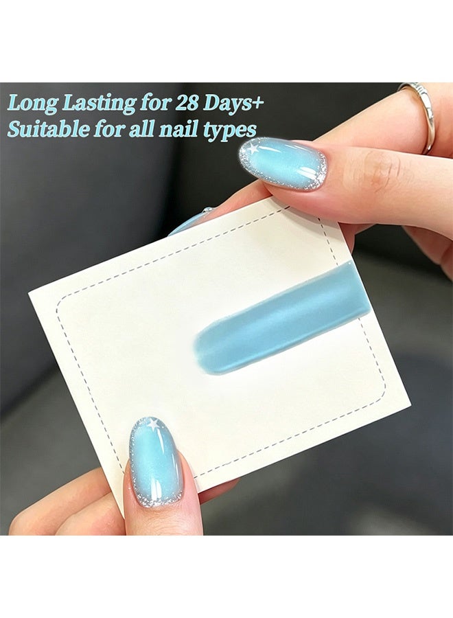 Born Pretty Gel Color, Ice Lake Light Blue Cat Eye Gel Nail Polish, Shimmery Aurora Magnetic UV LED Soak Off Nail Gel MY654 - Image 5