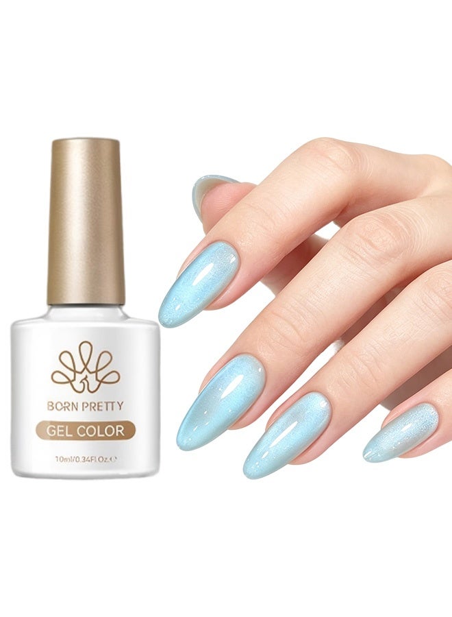 Born Pretty Gel Color, Ice Lake Light Blue Cat Eye Gel Nail Polish, Shimmery Aurora Magnetic UV LED Soak Off Nail Gel MY654 - Image 1