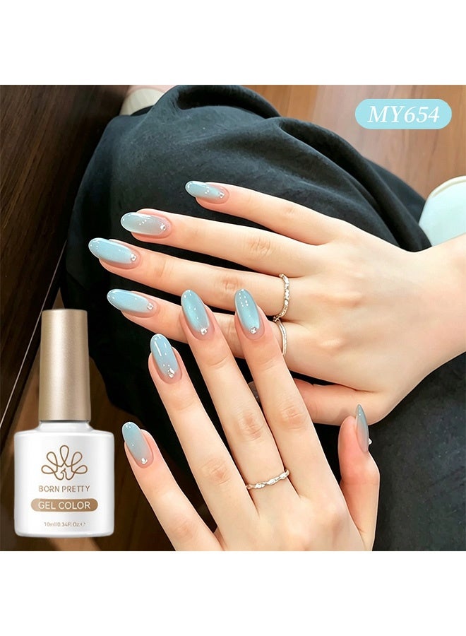 Born Pretty Gel Color, Ice Lake Light Blue Cat Eye Gel Nail Polish, Shimmery Aurora Magnetic UV LED Soak Off Nail Gel MY654 - Image 2