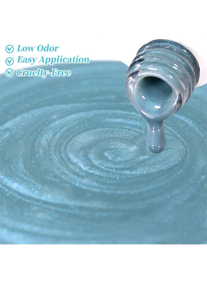 Born Pretty Gel Color, Ice Lake Light Blue Cat Eye Gel Nail Polish, Shimmery Aurora Magnetic UV LED Soak Off Nail Gel MY654 - Image 4