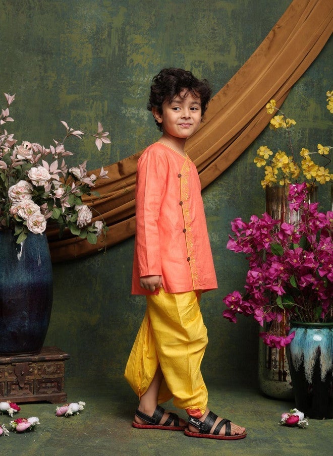 Saka Designs Boys Pure Cotton Angrakha Kurta with Dhoti Pants - Image 3